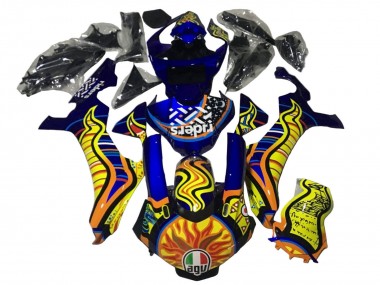 Billigste Yamaha YZF 1000 R1 Motorrad Verkleidung 2020-2025 - Blau Gelb Orange Tribal Sun