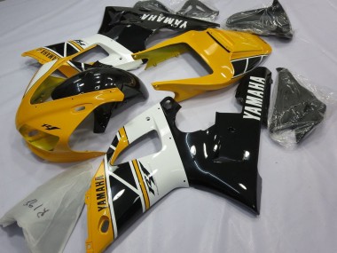 Billigste Yamaha YZF 1000 R1 Motorrad Verkleidung 1998-1999 - Gelb Weiss Glanzendes Schwarz