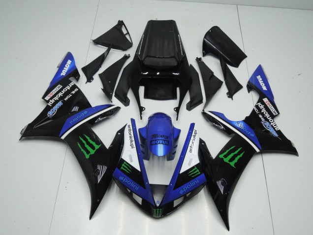 Billigste Yamaha YZF 1000 R1 Motorrad Verkleidung 2002-2003 - Blau Weiss Schwarz Grun Motul Grun Monster