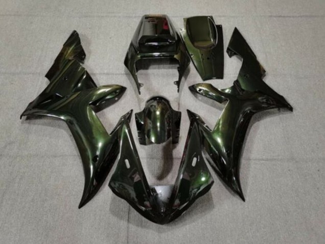Billigste Yamaha YZF 1000 R1 Motorrad Verkleidung 2002-2003 - Dunkel Grun Chameleon