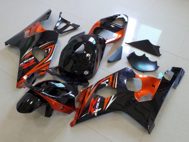 Billigste Suzuki GSXR 600 / GSXR 750 Motorrad Verkleidung 2004-2005 - Glanzendes Schwarz Orange