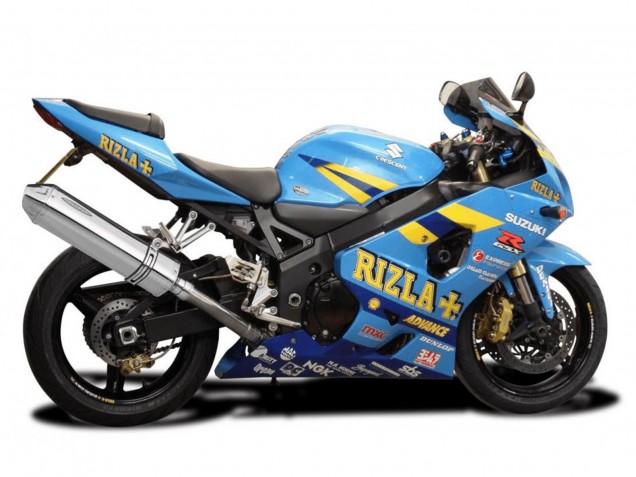 Billigste Suzuki GSXR 600 / GSXR 750 Motorrad Verkleidung 2004-2005 - Hellblau Gelb Rizla Motul