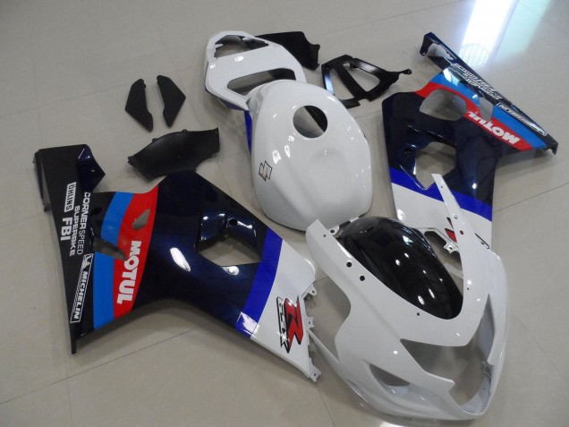 Billigste Suzuki GSXR 600 / GSXR 750 Motorrad Verkleidung 2004-2005 - Weiss Blau Rot Schwarz Motul