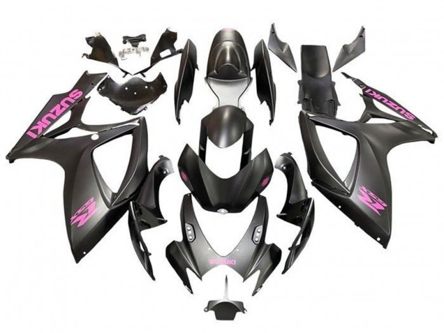 Billigste Suzuki GSXR 600 / GSXR 750 Motorrad Verkleidung 2006-2007 - Matt Schwarz Rosa