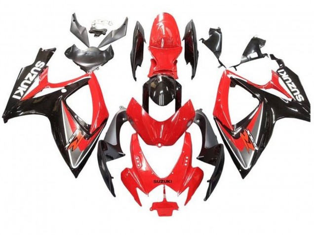Billigste Suzuki GSXR 600 / GSXR 750 Motorrad Verkleidung 2006-2007 - Rot Grau Glanzendes Schwarz