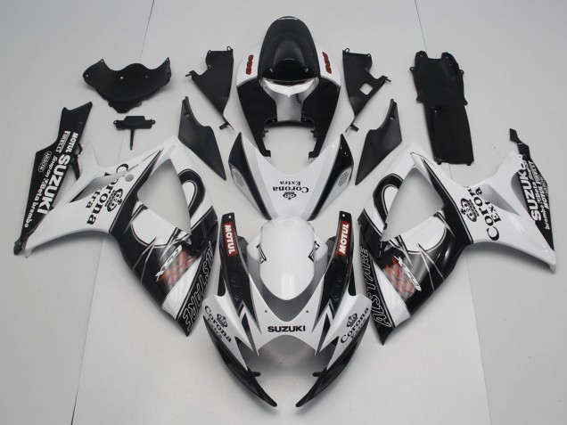Billigste Suzuki GSXR 600 / GSXR 750 Motorrad Verkleidung 2006-2007 - Weiss Schwarz Rot Corona Extra Motul Alstare