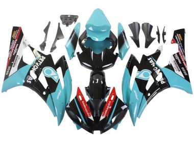 Billigste Yamaha YZF R6 Motorrad Verkleidung 2006-2007 - Hellblau Rot Weiss Schwarz Petronas