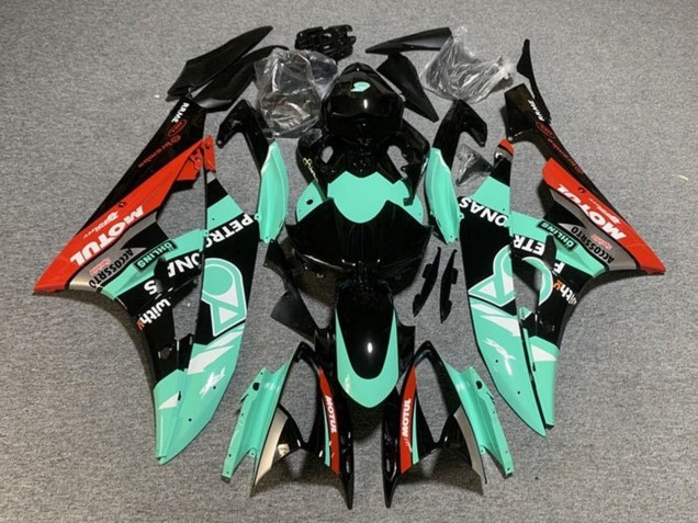 Billigste Yamaha YZF R6 Motorrad Verkleidung 2006-2007 - Hellgrun Rot Schwarz Petronas Motul