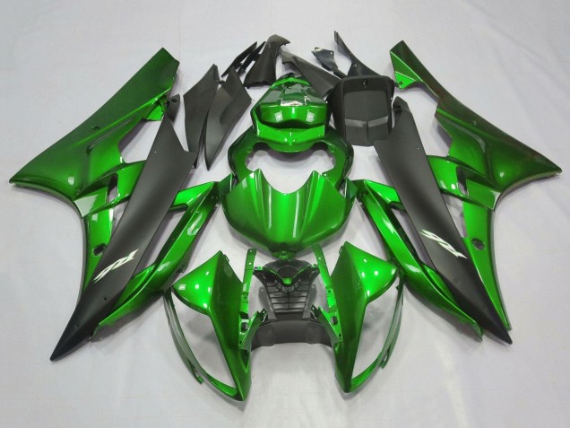 Billigste Yamaha YZF R6 Motorrad Verkleidung 2006-2007 - Grun Matt Schwarz