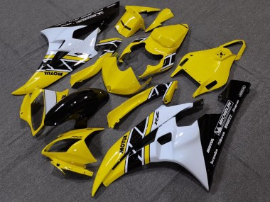 Billigste Yamaha YZF R6 Motorrad Verkleidung 2006-2007 - Gelb Weiss Glanzendes Schwarz Motul Michelin