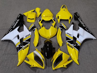Billigste Yamaha YZF R6 Motorrad Verkleidung 2006-2007 - Gelb Weiss Glanzendes Schwarz Motul Michelin