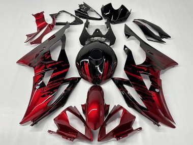 Billigste Yamaha YZF R6 Motorrad Verkleidung 2008-2016 - Rot Glanzendes Schwarz Fade