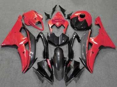 Billigste Yamaha YZF R6 Motorrad Verkleidung 2008-2016 - Rot Schwarz Carbonfaser Stil