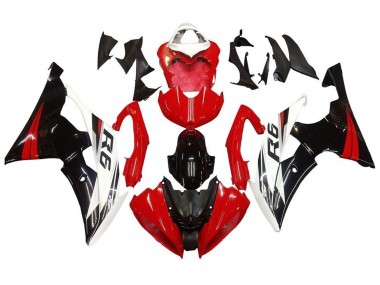 Billigste Yamaha YZF R6 Motorrad Verkleidung Kit 2008-2016 - Weiss Rot Glanzendes Schwarz