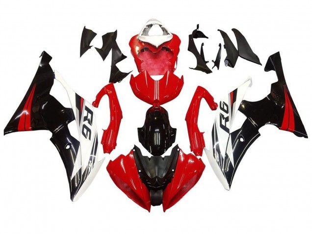 Billigste Yamaha YZF R6 Motorrad Verkleidung Kit 2008-2016 - Weiss Rot Glanzendes Schwarz