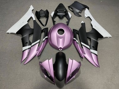 Billigste Yamaha YZF R6 Motorrad Verkleidung 2008-2016 - Weiss Hellviolett Matt Schwarz