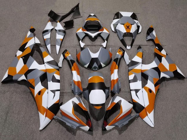 Billigste Yamaha YZF R6 Motorrad Verkleidung 2008-2016 - Weiss Orange Grau Schwarz Camouflage