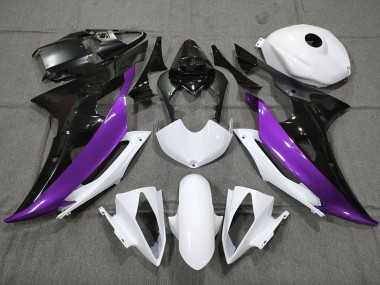 Billigste Yamaha YZF R6 Motorrad Verkleidung 2008-2016 - Weiss Lila Glanzendes Schwarz