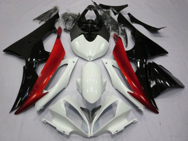 Billigste Yamaha YZF R6 Motorrad Verkleidung 2008-2016 - Weiss Rot Glanzendes Schwarz