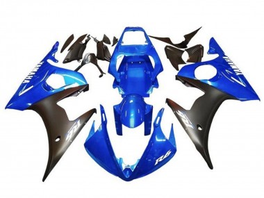 Billigste Yamaha YZF R6 Motorrad Verkleidung 2003-2004 - Blau Matt Schwarz Weiss Aufkleber