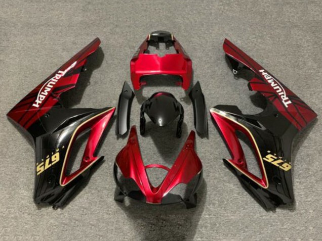 Billigste Triumph Daytona 675 Triple Motorrad Verkleidung 2009-2012 - Rot Gold Glanzendes Schwarz