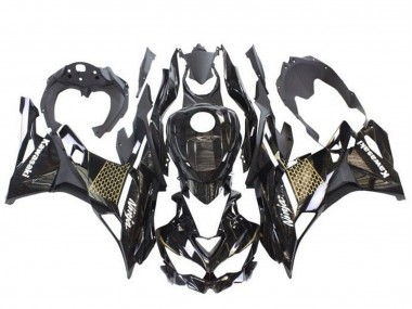 Billigste Kawasaki ZX4R ZX-4RR Motorrad Verkleidung 2019-2025 - Glanzendes Schwarz Weiss Gold