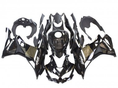Billigste Kawasaki ZX4R ZX-4RR Motorrad Verkleidung 2019-2025 - Glanzendes Schwarz Weiss Gold
