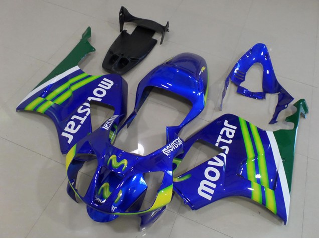 Billigste Honda VTR1000 Motorrad Verkleidung 2000-2006 - Blau Grun Weiss MoviStar