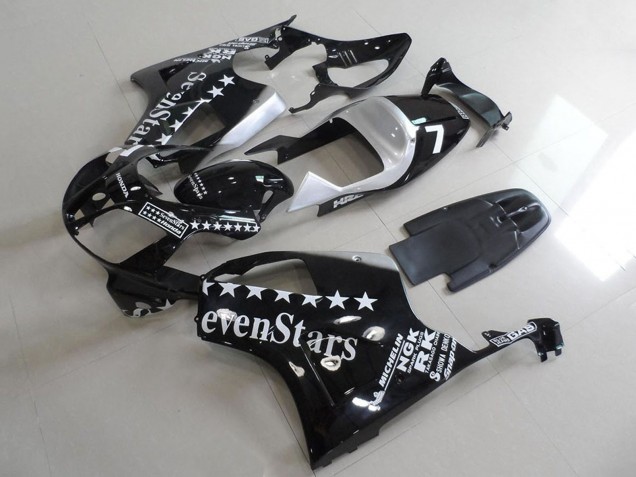 Billigste Honda VTR1000 Motorrad Verkleidung 2000-2006 - Glanzendes Schwarz Weiss SevenStars