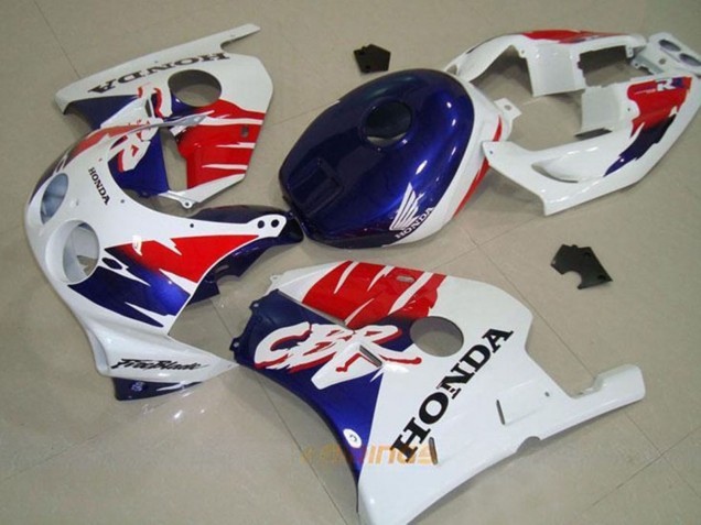 Billigste Honda CBR250RR MC22 Motorrad Verkleidung 1990-1998 - Weiss Rot Blau