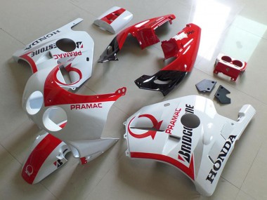 Billigste Honda CBR250RR MC22 Motorrad Verkleidung 1990-1998 - Weiss Rot Pramac Bridgestone