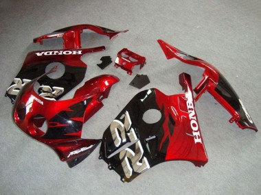 Billigste Honda CBR250RR MC22 Motorrad Verkleidung 1990-1998 - Rot Glanzendes Schwarz