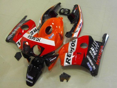 Billigste Honda CBR250RR MC22 Motorrad Verkleidung 1990-1998 - Orange Weiss Rot Glanzendes Schwarz HRC Repsol