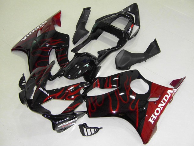 Billigste Honda CBR600 F4i Motorrad Verkleidung 2001-2003 - Glanzendes Schwarz Rot Flamme