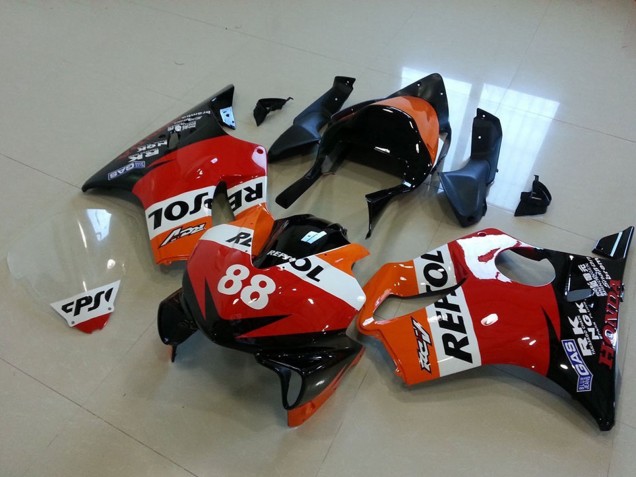 Billigste Honda CBR600 F4i Motorrad Verkleidung 2001-2003 - Orange Weiss Rot Glanzendes Schwarz Rennen Repsol 88