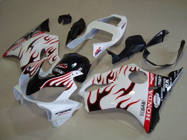 Billigste Honda CBR600 F4i Motorrad Verkleidung 2001-2003 - Weiss Rot Glanzendes Schwarz Flamme