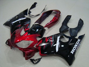 Billigste Honda CBR600 F4i Motorrad Verkleidungen Kit 2004-2007 - Rot Glanzendes Schwarz