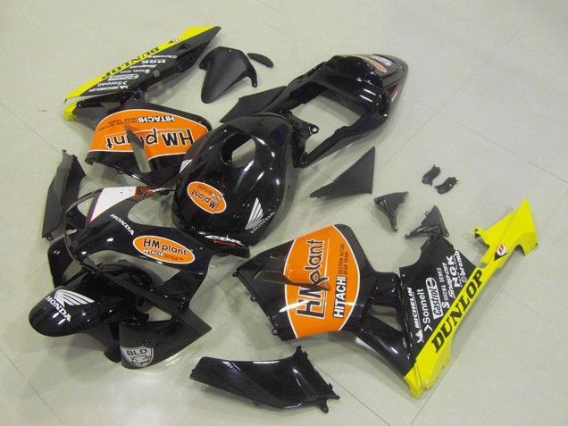 Billigste Honda CBR600RR Motorrad Verkleidung 2003-2004 - Glanzendes Schwarz Orange Gelb Hm Plant Dunlop