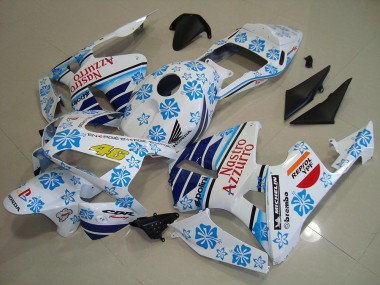 Billigste Honda CBR600RR Motorrad Verkleidung 2003-2004 - Weiss Blau Rot Nastro Azzurro