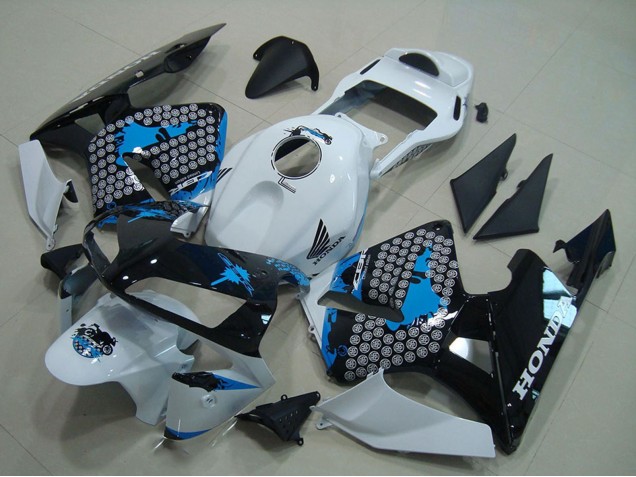Billigste Honda CBR600RR Motorrad Verkleidung 2003-2004 - Weiss Blau Glanzendes Schwarz