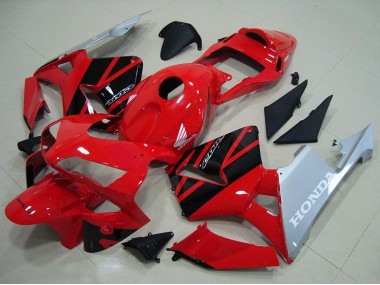 Billigste Honda CBR600RR Motorrad Verkleidung 2003-2004 - Rot Silber Glanzendes Schwarz