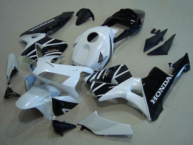Billigste Honda CBR600RR Motorrad Verkleidung 2003-2004 - Weiss Glanzendes Schwarz