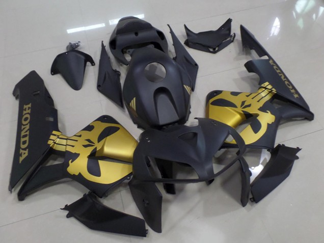 Billigste Honda CBR600RR Motorrad Verkleidung 2005-2006 - Matt Schwarz mit Gold Schadel