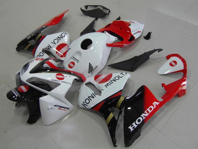 Billigste Honda CBR600RR Motorrad Verkleidung 2005-2006 - Weiss Rot Glanzendes Schwarz Konica Minolta