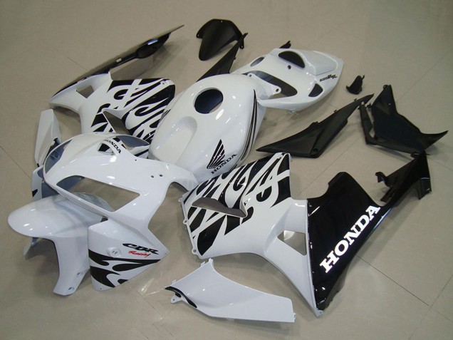 Billigste Honda CBR600RR Motorrad Verkleidung 2005-2006 - Weiss Schwarz Flamme