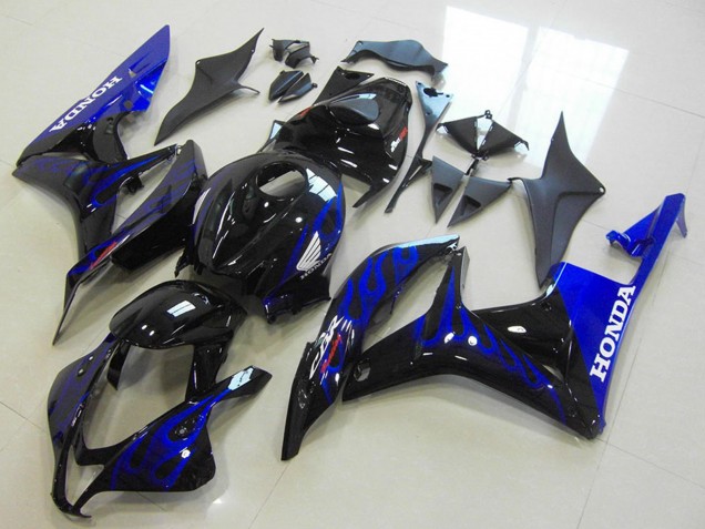 Billigste Honda CBR600RR Motorrad Verkleidung 2007-2008 - Glanzendes Schwarz Blau Flamme
