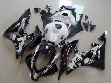 Billigste Honda CBR600RR Motorrad Verkleidung 2007-2008 - Weiss Glanzendes Schwarz Leyla