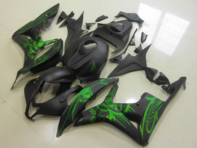 Billigste Honda CBR600RR Motorrad Verkleidung 2007-2008 - Grun Matt Schwarz Schadel