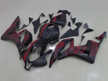 Billigste Honda CBR600RR Motorrad Verkleidung 2007-2008 - Matt Schwarz Rot Schadel mit Streifen