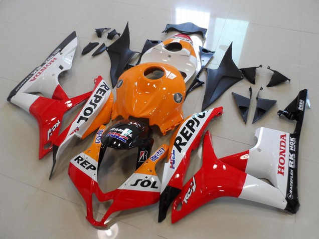 Billigste Honda CBR600RR Motorrad Verkleidung Kit 2007-2008 - Orange Weiss Rot Glanzendes Schwarz Repsol